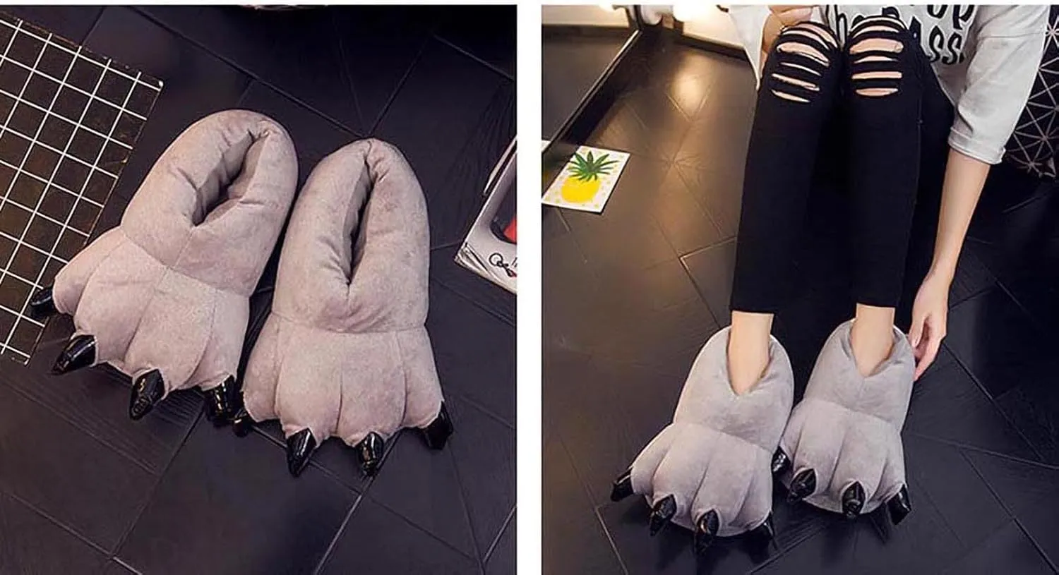 acdiac Unisex Soft Monster Claw Slippers Fun Dino Slippers Animal Paw Shoes For Men Women Boy Girl With Home Halloween Party Cosply Costume Footwear