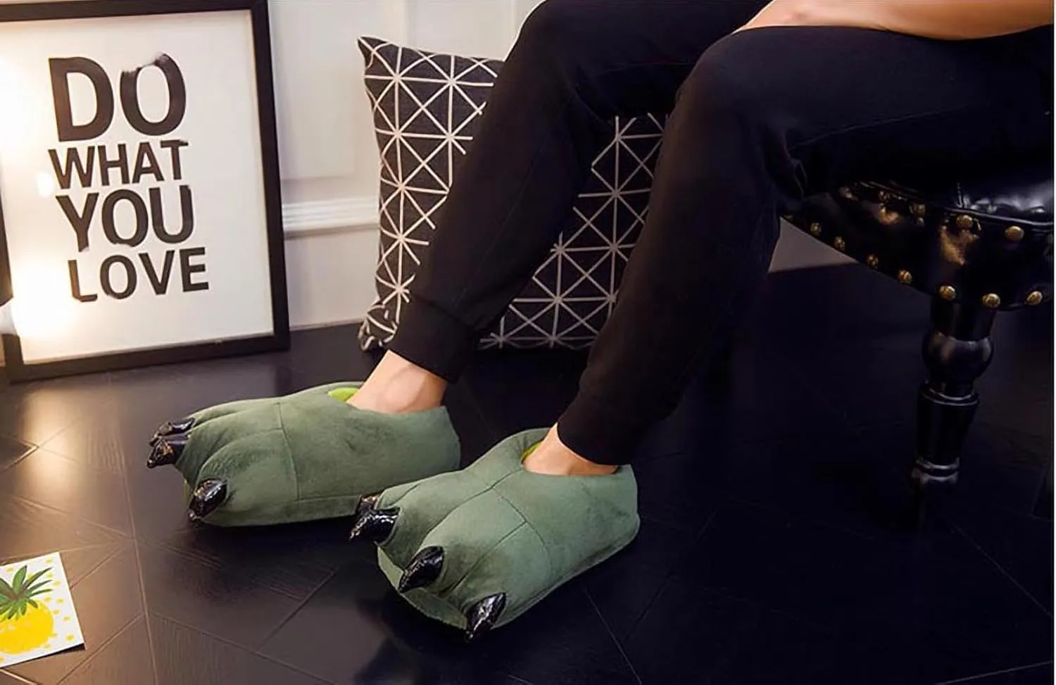 acdiac Unisex Soft Monster Claw Slippers Fun Dino Slippers Animal Paw Shoes For Men Women Boy Girl With Home Halloween Party Cosply Costume Footwear
