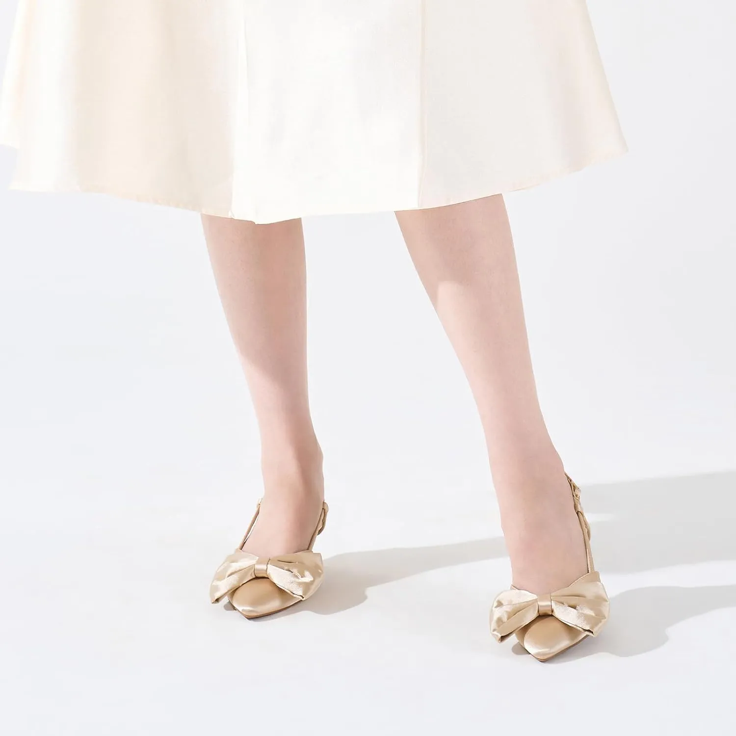 ALICEPUB Women's Slingback Kitten Heels - Closed Pointed Toe Low Heels Comfortable Dress Shoes for Wedding, Bridal, Business, Office, Work, Casual Pumps