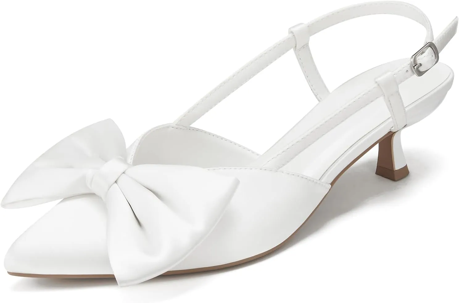 ALICEPUB Women's Slingback Kitten Heels - Closed Pointed Toe Low Heels Comfortable Dress Shoes for Wedding, Bridal, Business, Office, Work, Casual Pumps