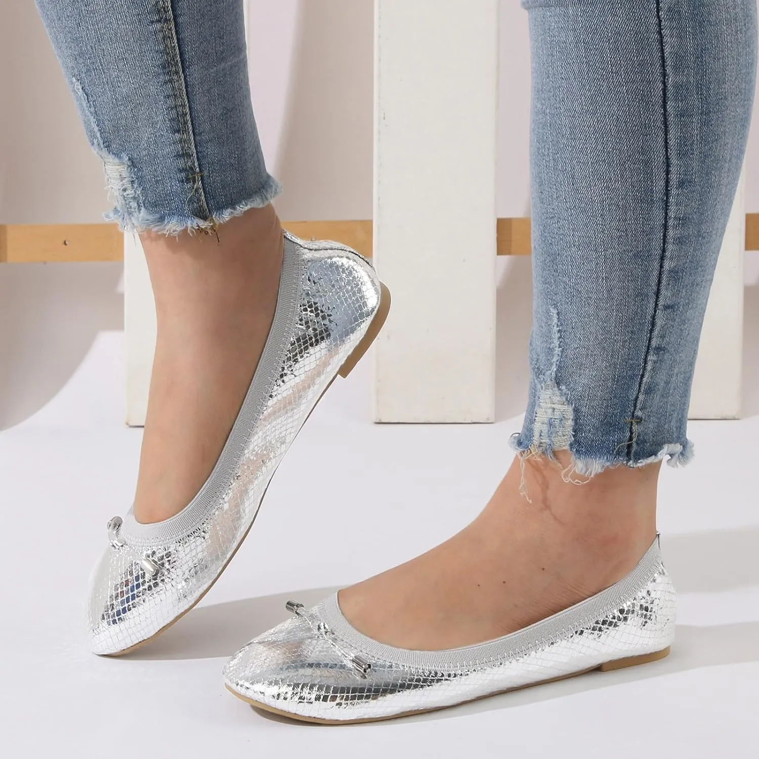 AMDBEL Ballet Flats Shoes for Women Dressy Womens Ballet Flat Slip On Flats Shoes Classic Dress Shoes Foldable Portable Flat