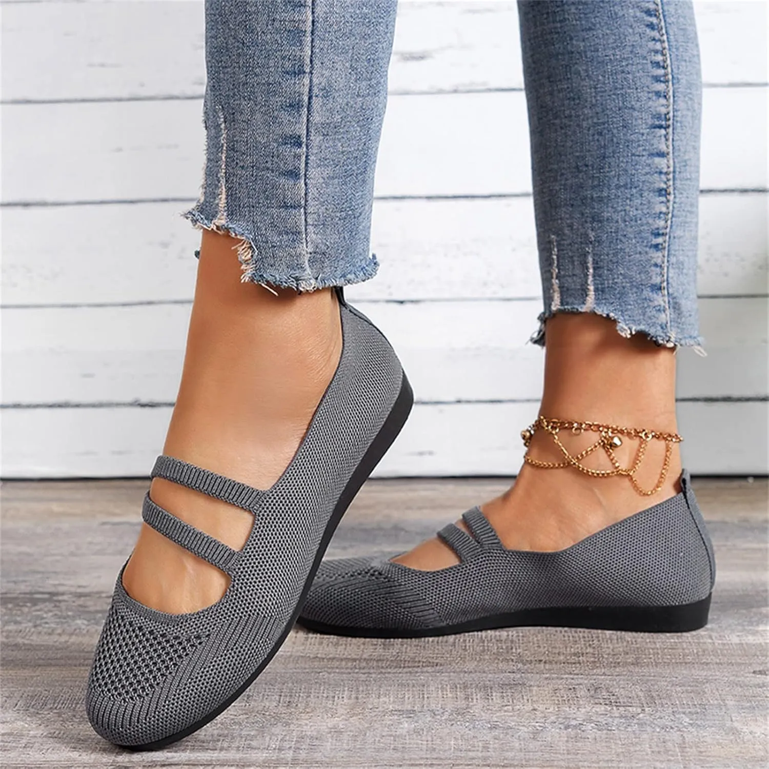 AMDBEL Ballet Flats Shoes for Women Dressy, Women's Embroidery Slip On Flats Round Toe Casual Linen Dress Ballerina Shoes