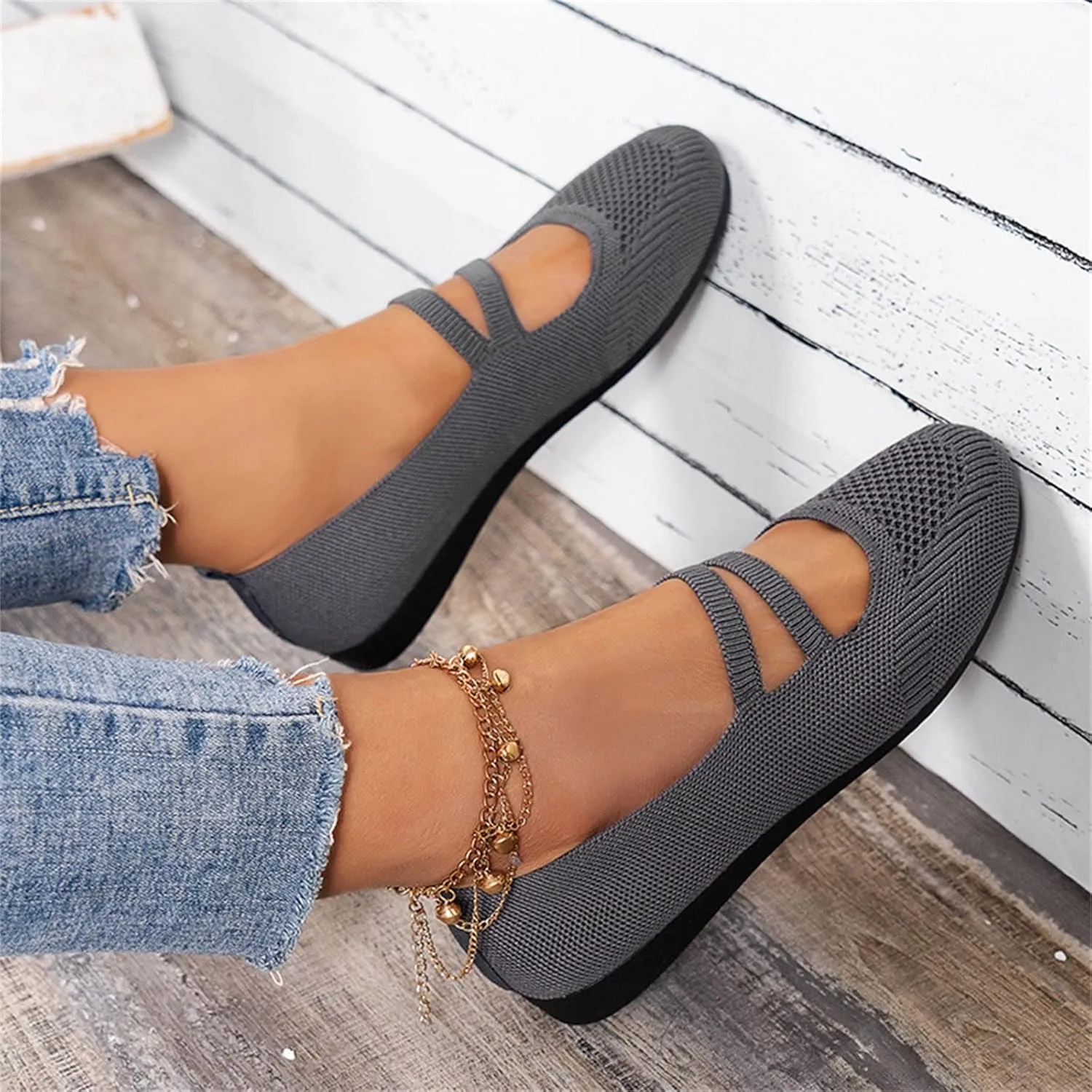 AMDBEL Ballet Flats Shoes for Women Dressy, Women's Embroidery Slip On Flats Round Toe Casual Linen Dress Ballerina Shoes