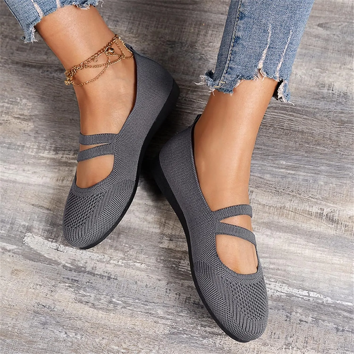 AMDBEL Ballet Flats Shoes for Women Dressy, Women's Embroidery Slip On Flats Round Toe Casual Linen Dress Ballerina Shoes
