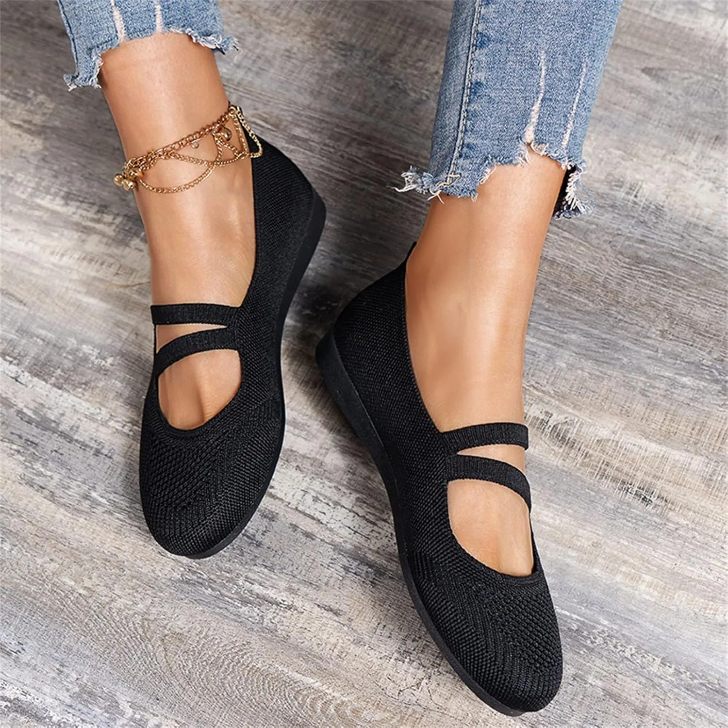 AMDBEL Ballet Flats Shoes for Women Dressy Women's Flat Dress Shoes Black Ballet Shoes Dress Shoes Suede Bow Round Toe Flats