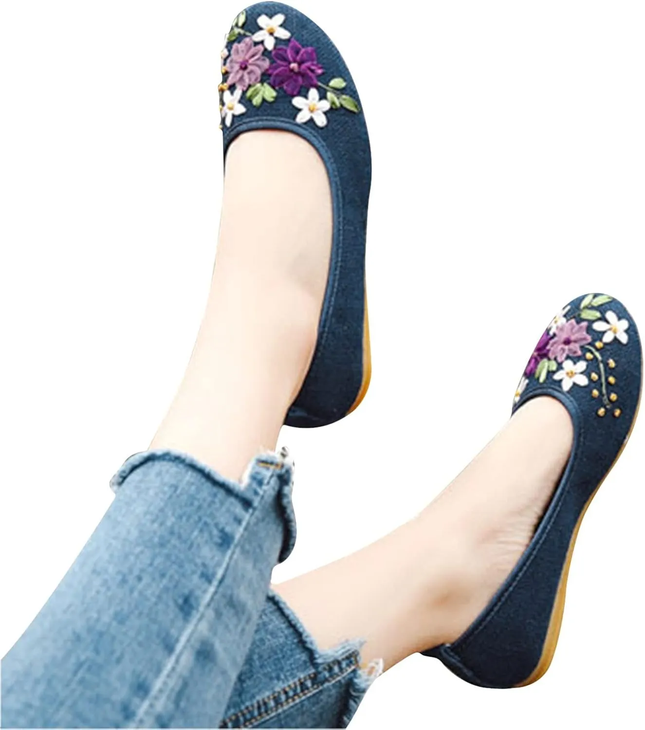 AMDBEL Ballet Flats Shoes for Women Dressy Women's Flat Dress Shoes Black Ballet Shoes Dress Shoes Suede Bow Round Toe Flats