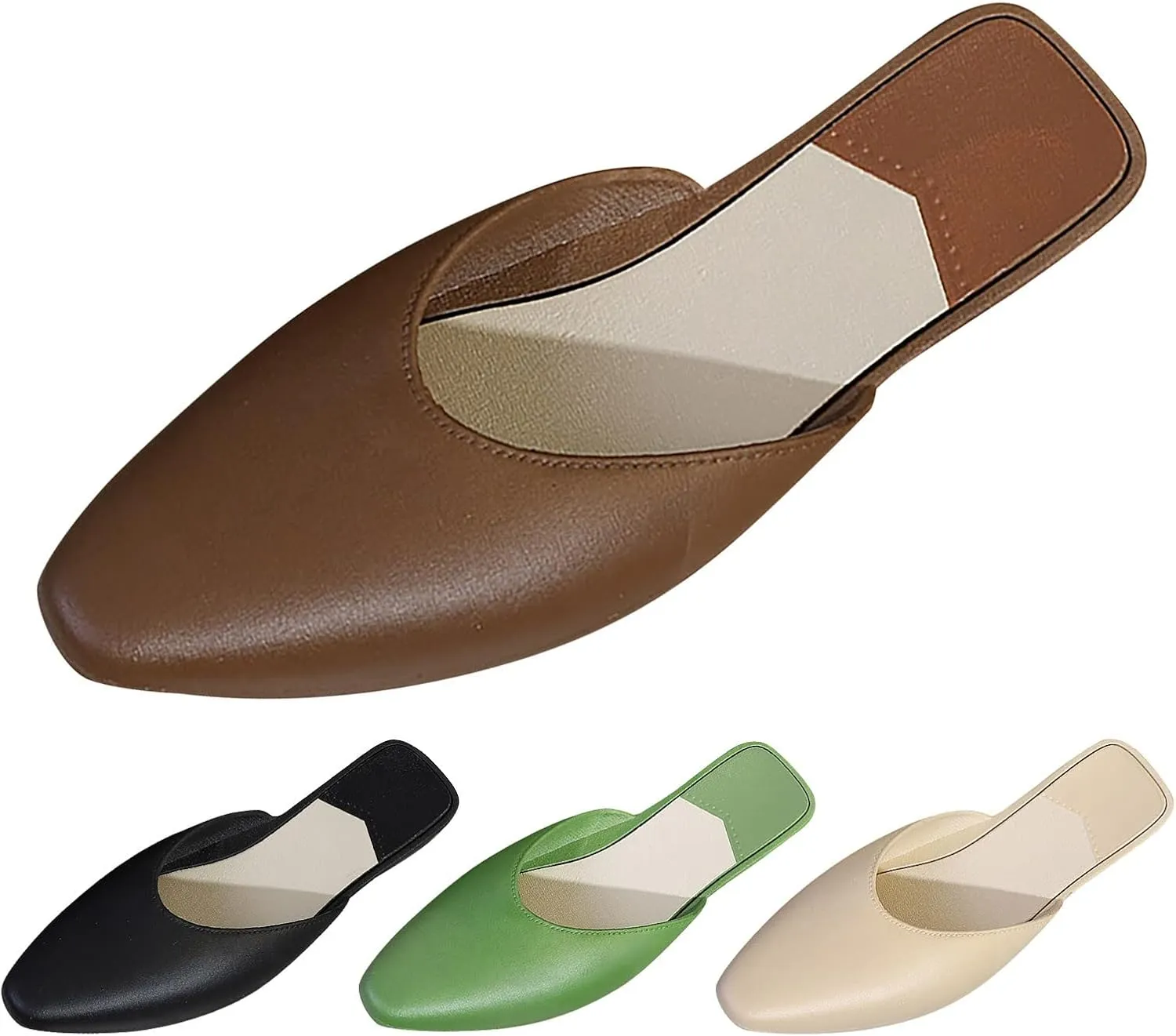 AMDBEL Ballet Flats Shoes for Women Dressy Women's Slingback Flats Ballerinas Slipper Pointe Toe Casual Leather Dress Shoes