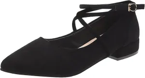 AMDBEL Flat Heeled Dress Shoes for Women, Women's Pointed Toe Low Heeled Ankle Strap Flats Shoes for Women Dressy Comfortable, Casual Slip-on Dress Shoes for Business Office and Work