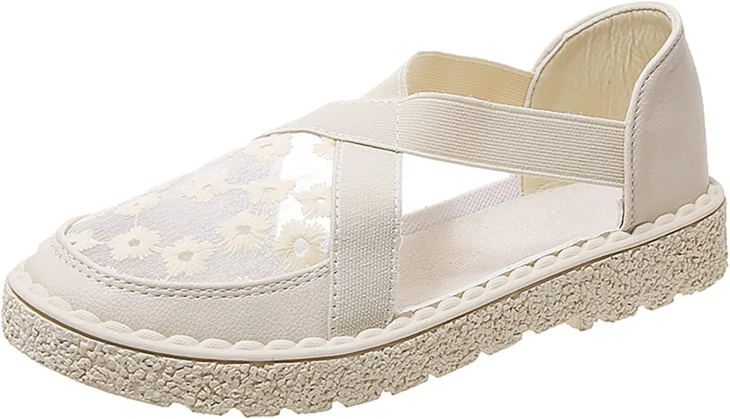 AMDBEL Flats Shoes Women Dressy Comfortable Trendy Crochet Floral Lace Low Top Play Sneakers Slip On Mesh Casual Loafers