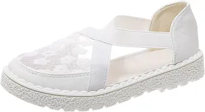 AMDBEL Flats Shoes Women Dressy Comfortable Trendy Crochet Floral Lace Low Top Play Sneakers Slip On Mesh Casual Loafers