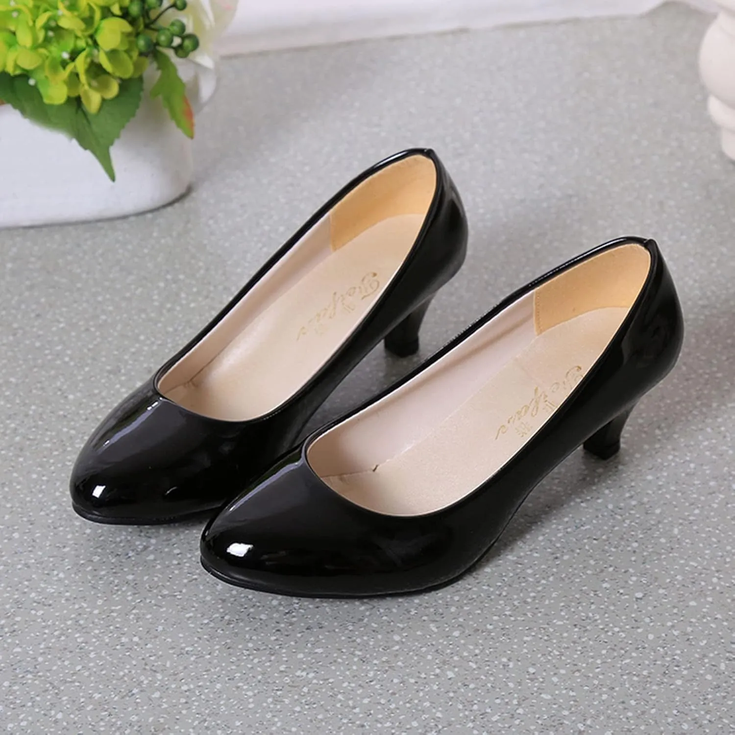 AMDBEL Flats Shoes Women Dressy Comfortable Women Pointed Toe Loafer Shoes Slip On Ballet Flat Dress Shoes Square Heels Shoes