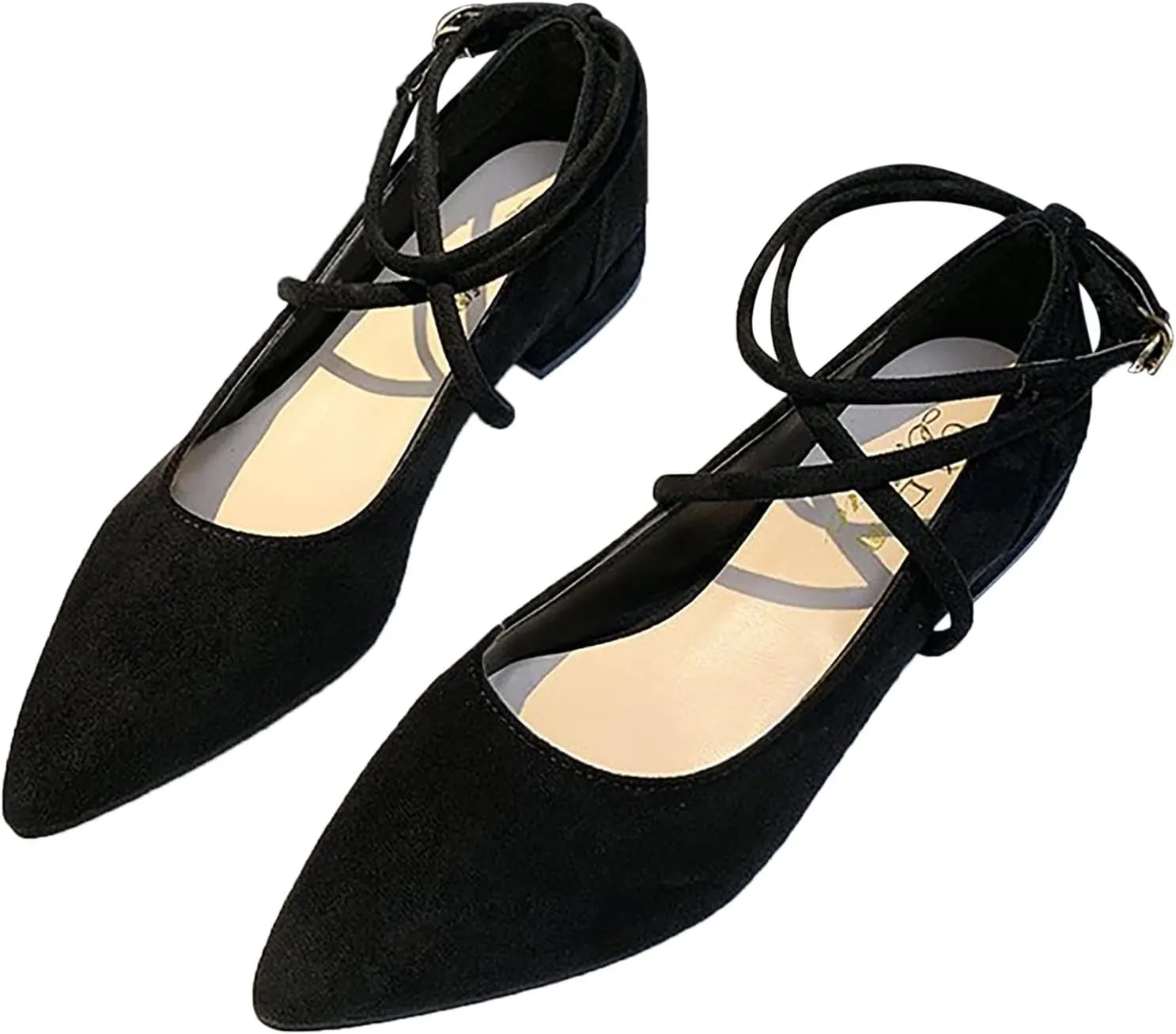 AMDBEL Flats Shoes Women Dressy Comfortable Women Pointed Toe Loafer Shoes Slip On Ballet Flat Dress Shoes Square Heels Shoes