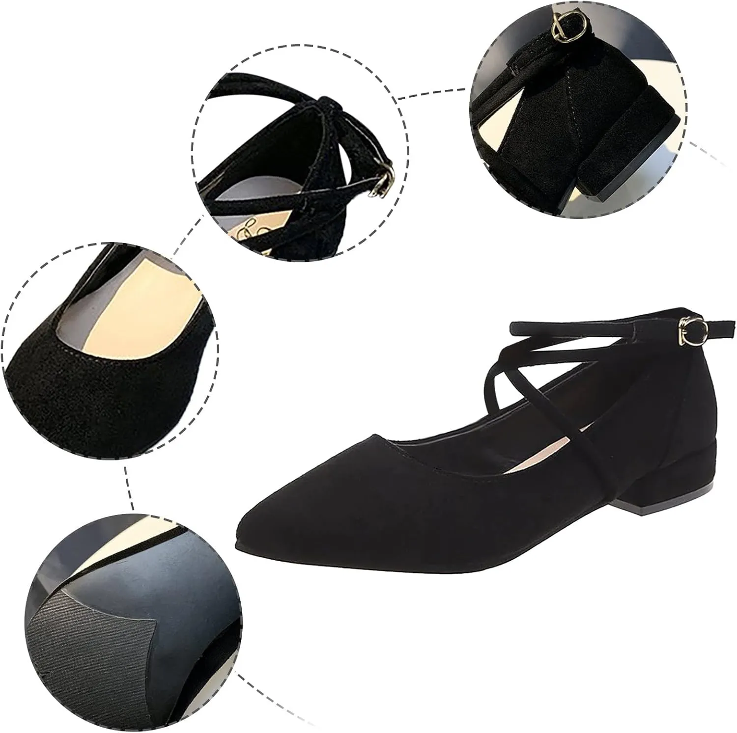 AMDBEL Flats Shoes Women Dressy Comfortable Women Pointed Toe Loafer Shoes Slip On Ballet Flat Dress Shoes Square Heels Shoes