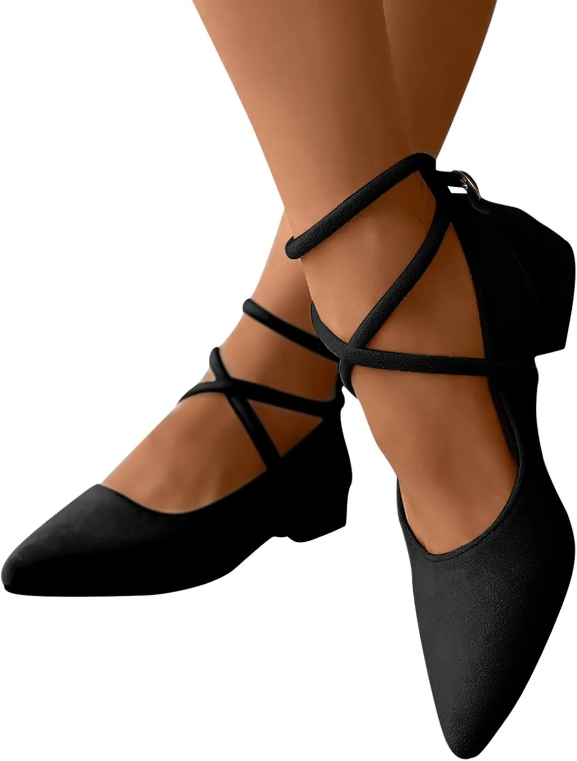 AMDBEL Flats Shoes Women Dressy Comfortable Women Pointed Toe Loafer Shoes Slip On Ballet Flat Dress Shoes Square Heels Shoes