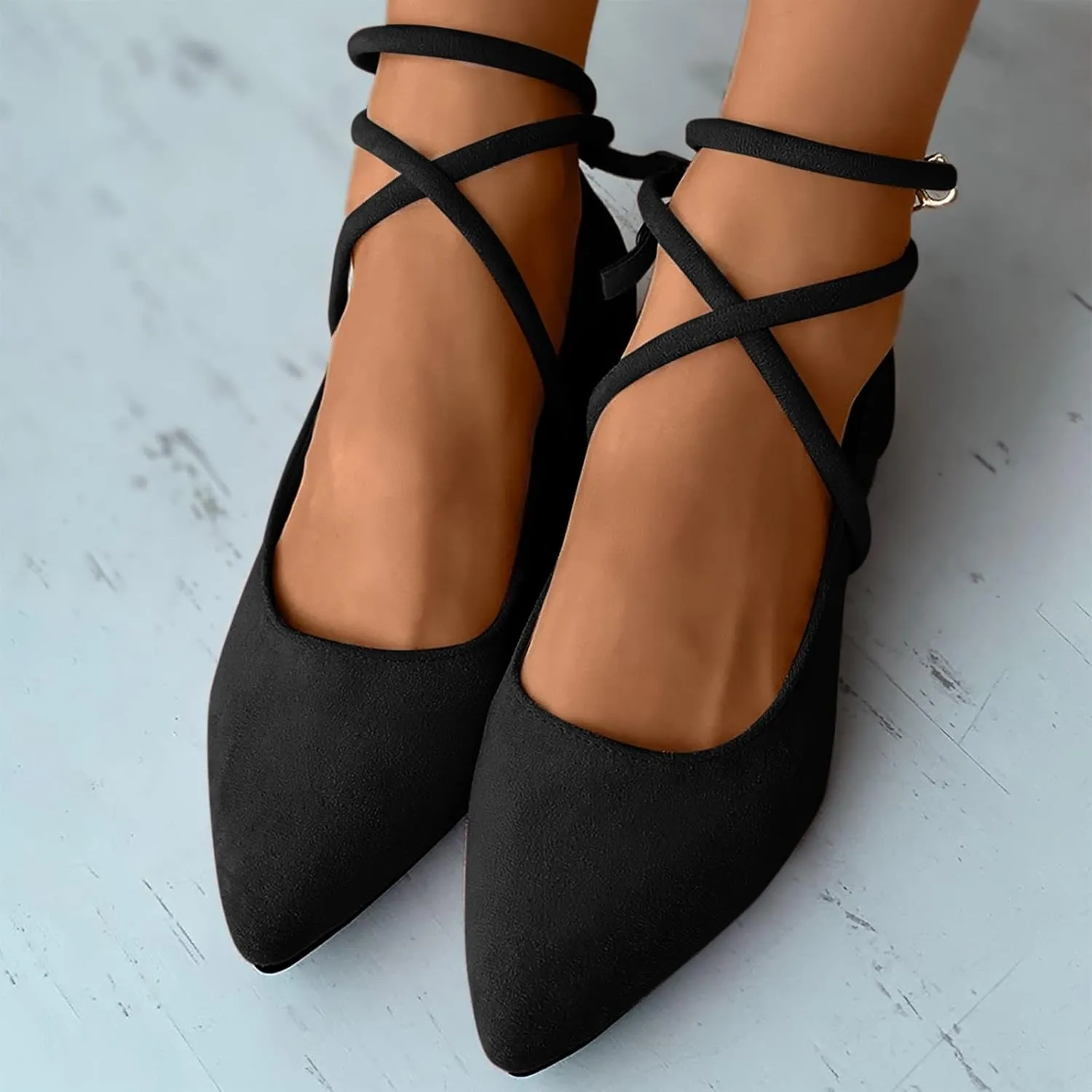 AMDBEL Flats Shoes Women Dressy Comfortable Women Pointed Toe Loafer Shoes Slip On Ballet Flat Dress Shoes Square Heels Shoes