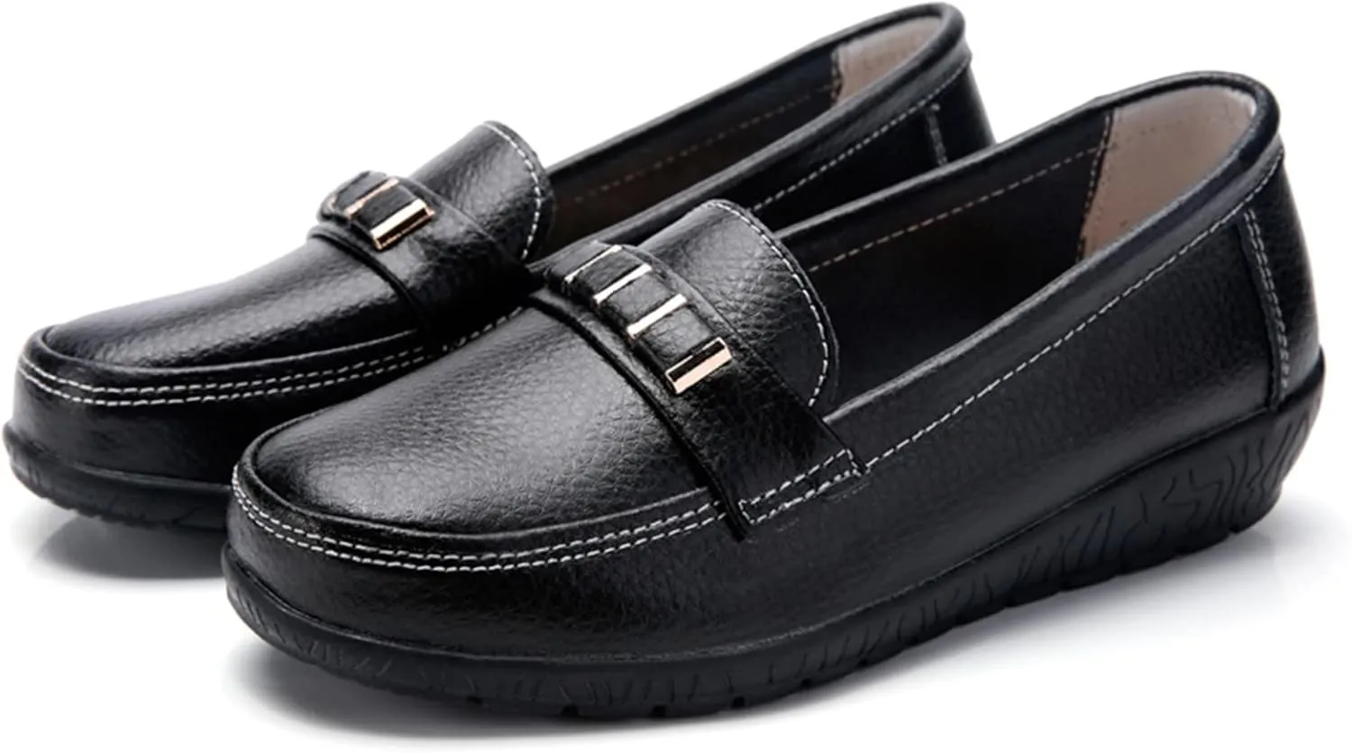 AMDBEL Flats Shoes Women Dressy Comfortable Women's Leather Casual Penny Loafers Slip-On Walking Driving Boat Flat Shoes