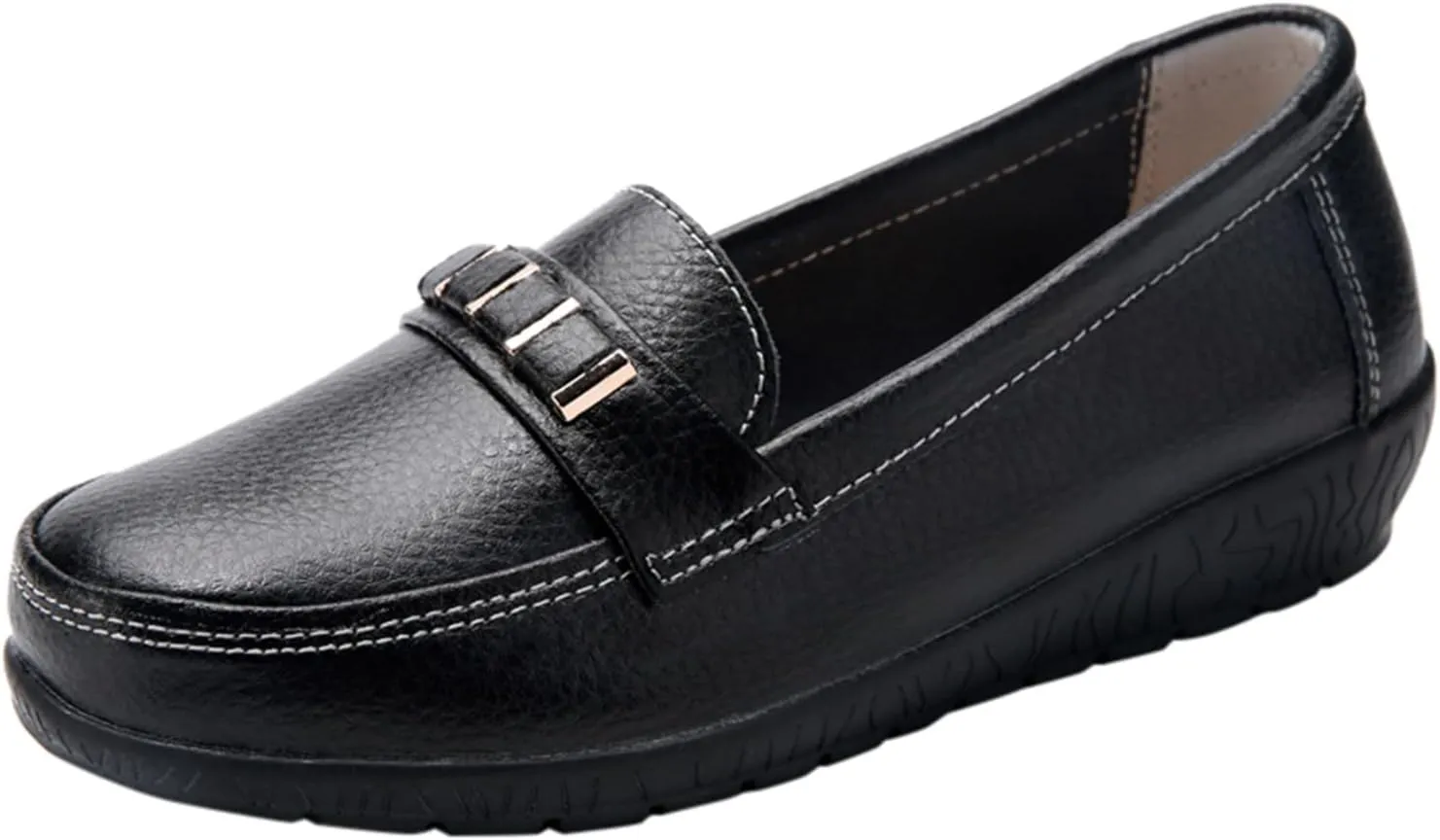 AMDBEL Flats Shoes Women Dressy Comfortable Women's Leather Casual Penny Loafers Slip-On Walking Driving Boat Flat Shoes