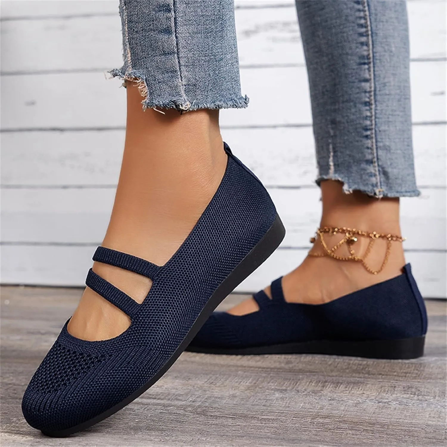 AMDBEL Flats Shoes Women Dressy Comfortable Women's Leather Slip On Loafers Casual Round Toe Moccasins Wild Driving Boat Flat