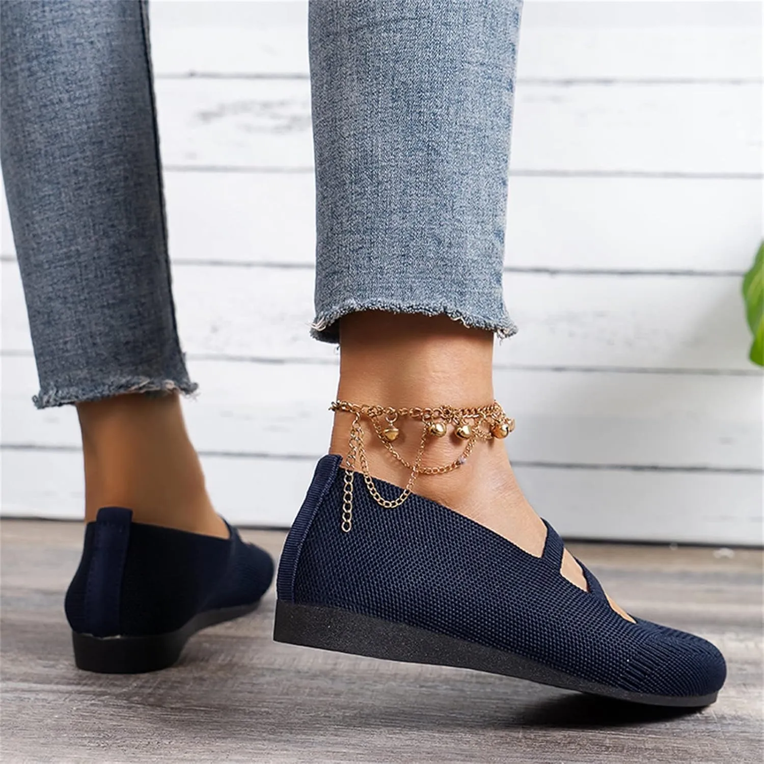 AMDBEL Flats Shoes Women Dressy Comfortable Women's Leather Slip On Loafers Casual Round Toe Moccasins Wild Driving Boat Flat