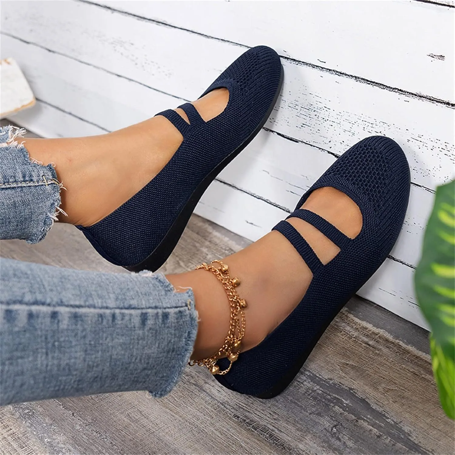 AMDBEL Flats Shoes Women Dressy Comfortable Women's Leather Slip On Loafers Casual Round Toe Moccasins Wild Driving Boat Flat