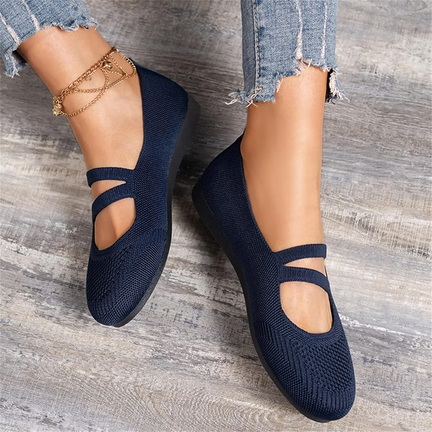 AMDBEL Flats Shoes Women Dressy Comfortable Women's Leather Slip On Loafers Casual Round Toe Moccasins Wild Driving Boat Flat