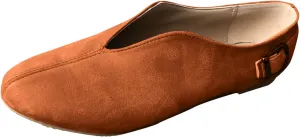 AMDBEL Flats Shoes Women Dressy Comfortable, Women's Pointed Toe Suede Flock Casual Flats Vintage Slip-On Buckle Strap Loafers Shoes Women's Flat Shoes Travel Shoes