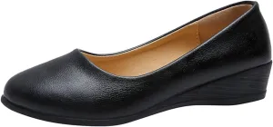 AMDBEL Flats Shoes Women Dressy Comfortable Women's Wedges Pumps Round Toe Mid Heels Closed Toe Dressy Pumps Wedge Shoes