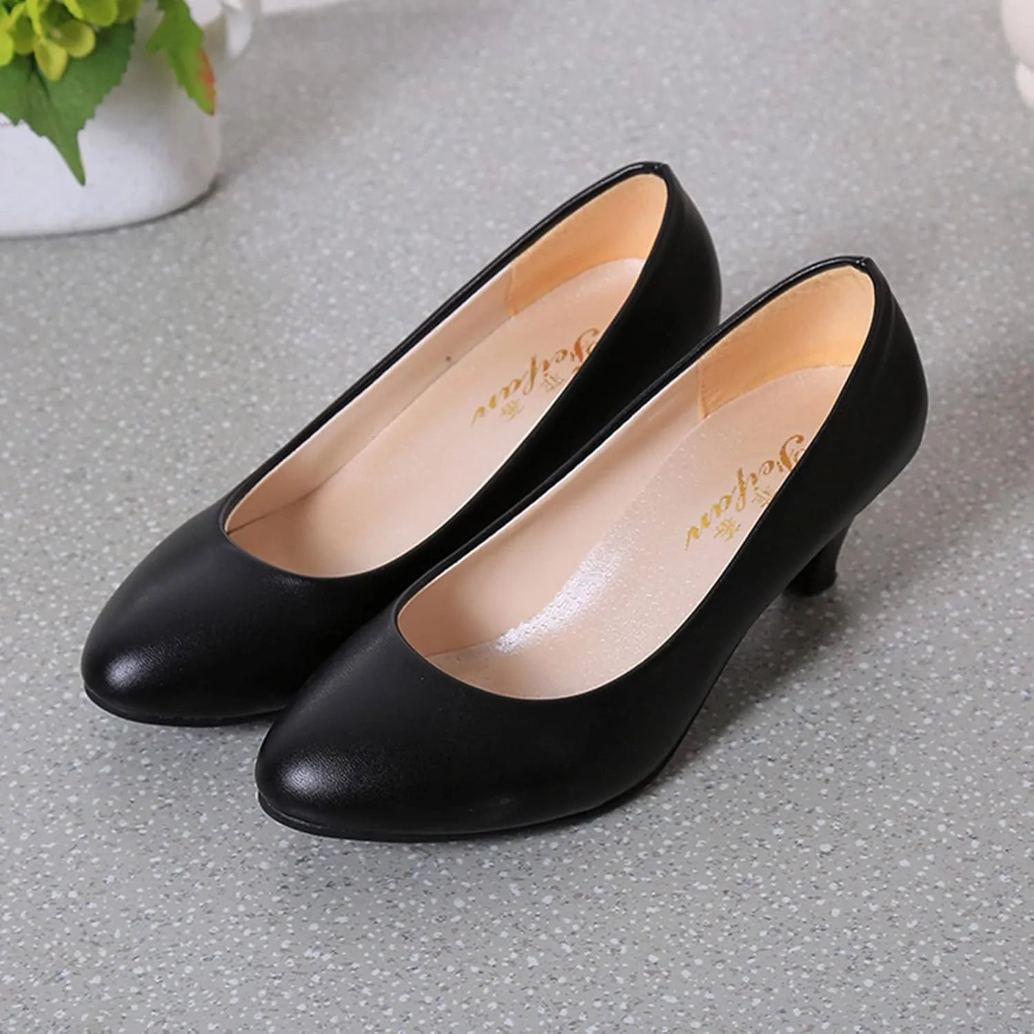 AMDBEL Flats Shoes Women Dressy Comfortable Women's Wedges Pumps Round Toe Mid Heels Closed Toe Dressy Pumps Wedge Shoes