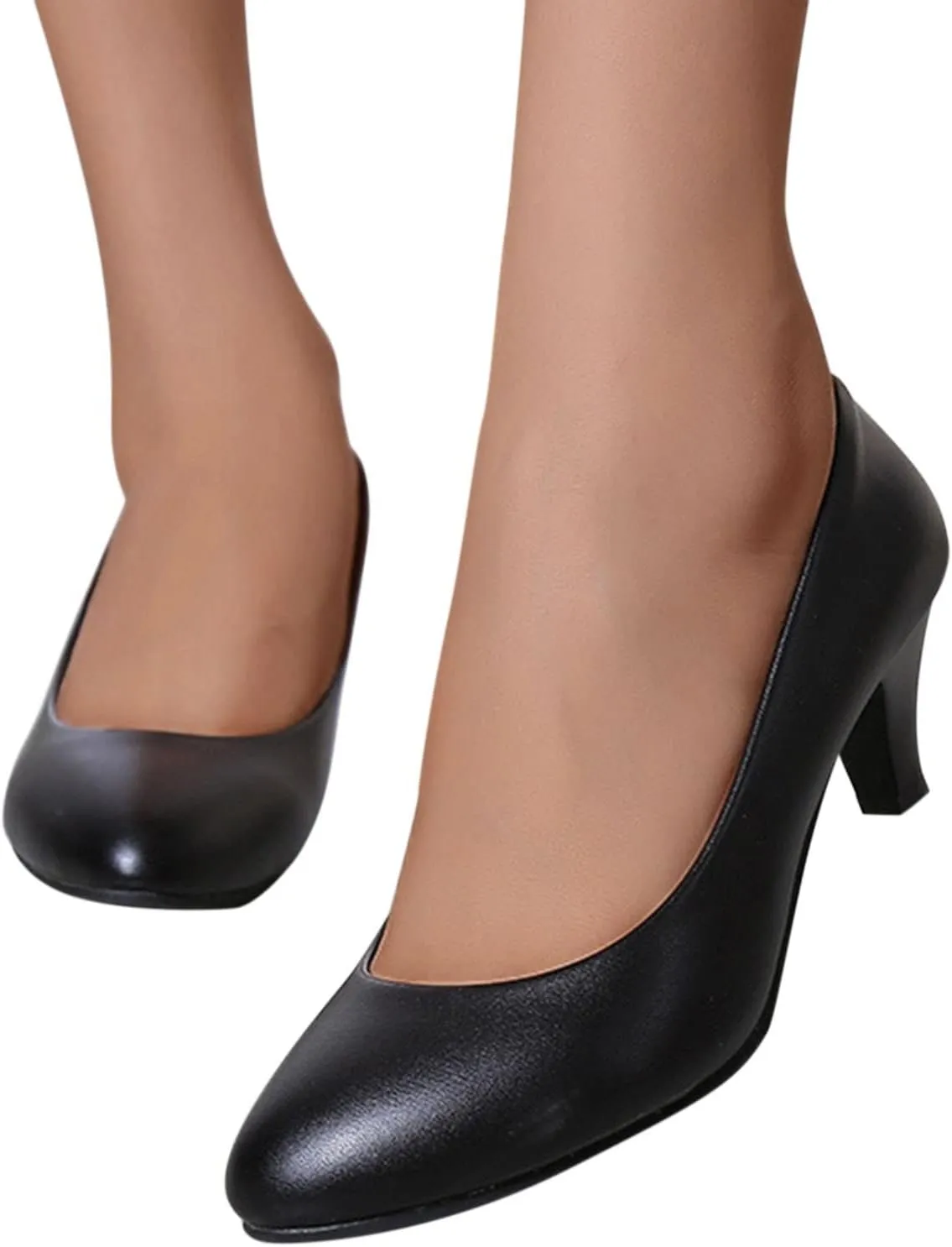 AMDBEL Flats Shoes Women Dressy Comfortable Women's Wedges Pumps Round Toe Mid Heels Closed Toe Dressy Pumps Wedge Shoes
