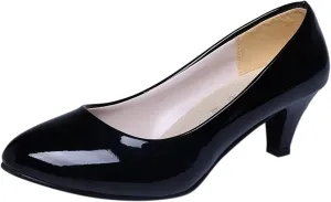 AMDBEL Flats Shoes Women Dressy Comfortable Women's Wedges Pumps Round Toe Mid Heels Closed Toe Dressy Pumps Wedge Shoes