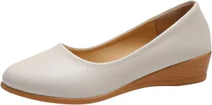 AMDBEL Flats Shoes Women Dressy Comfortable Women's Wedges Pumps Round Toe Mid Heels Closed Toe Dressy Pumps Wedge Shoes