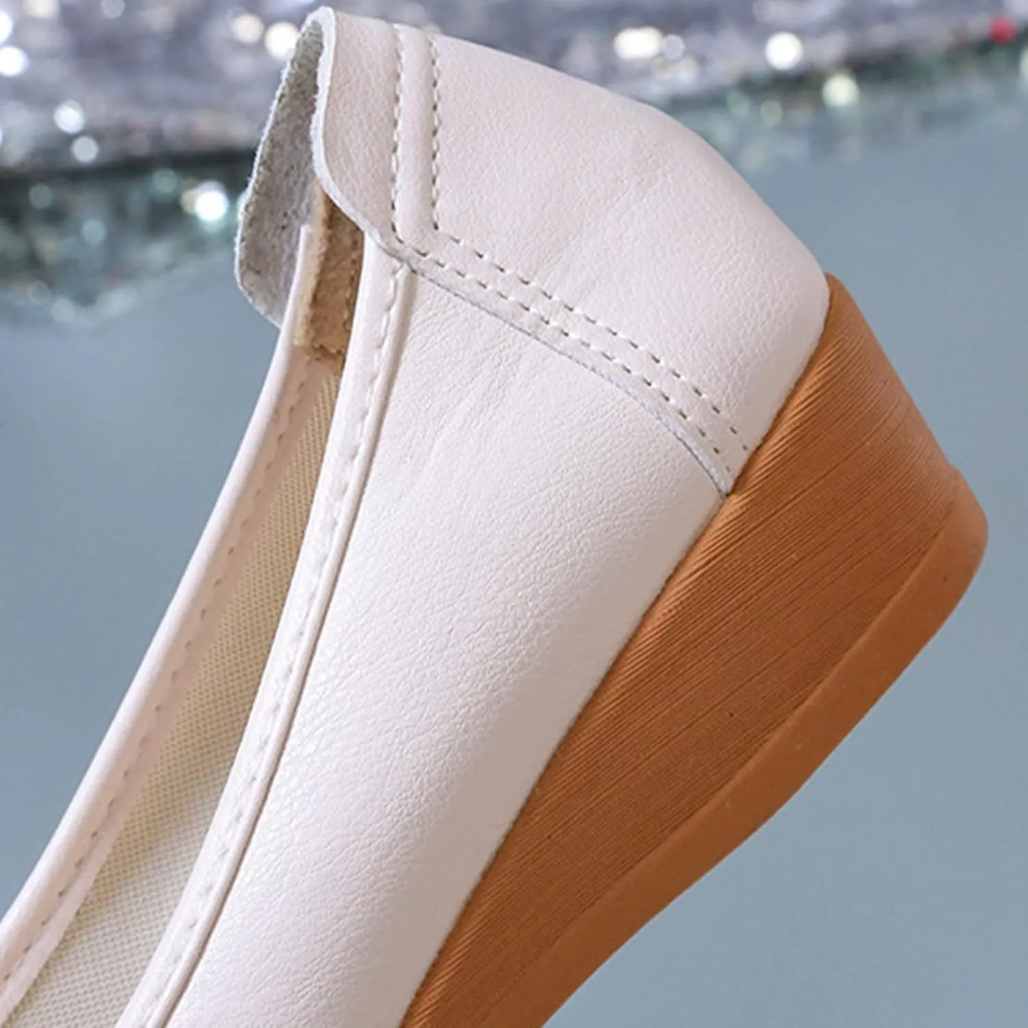 AMDBEL Flats Shoes Women Dressy Comfortable Women's Wedges Pumps Round Toe Mid Heels Closed Toe Dressy Pumps Wedge Shoes