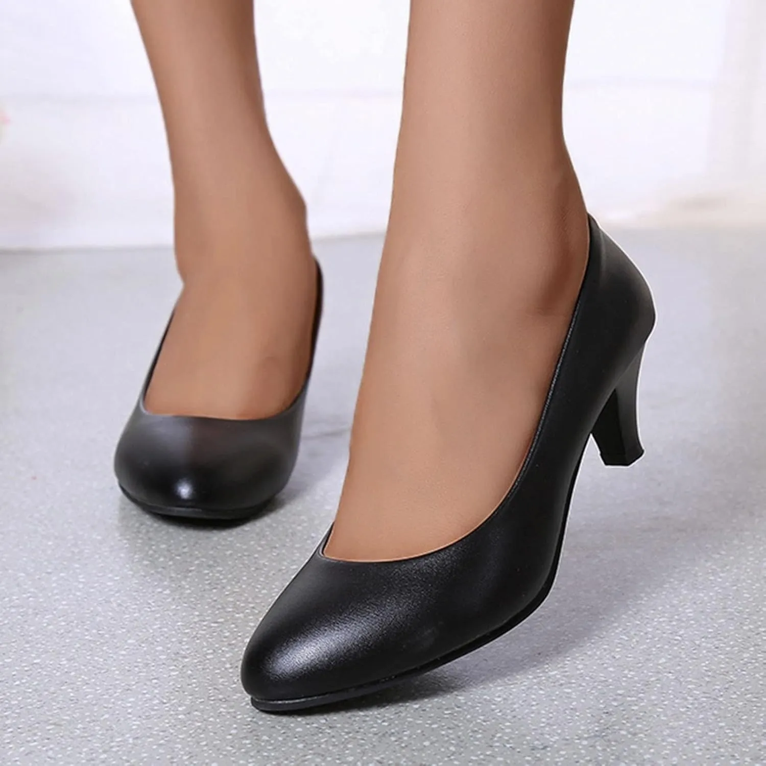 AMDBEL Flats Shoes Women Dressy Comfortable Women's Wedges Pumps Round Toe Mid Heels Closed Toe Dressy Pumps Wedge Shoes