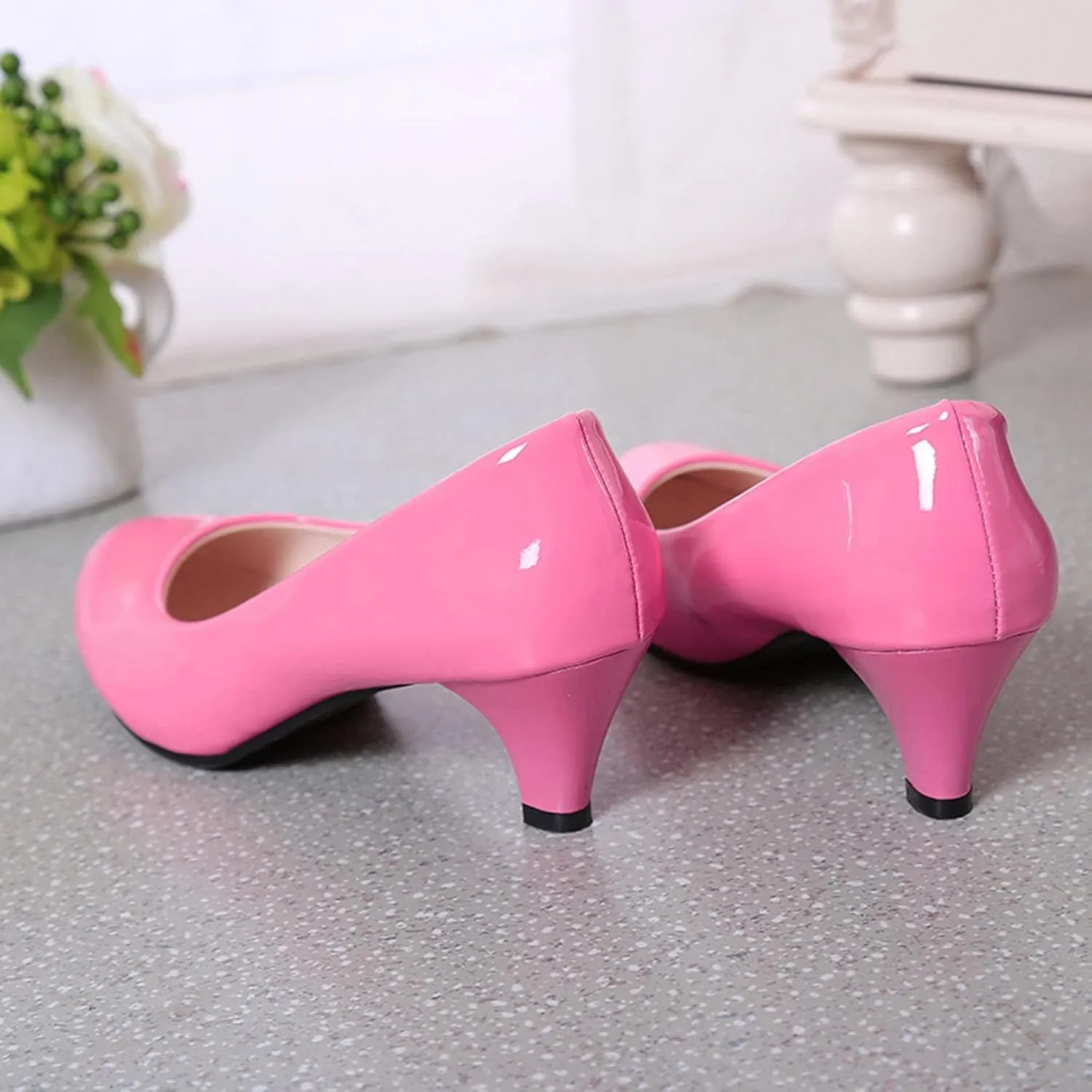 AMDBEL Flats Shoes Women Dressy Comfortable Women's Wedges Pumps Round Toe Mid Heels Closed Toe Dressy Pumps Wedge Shoes