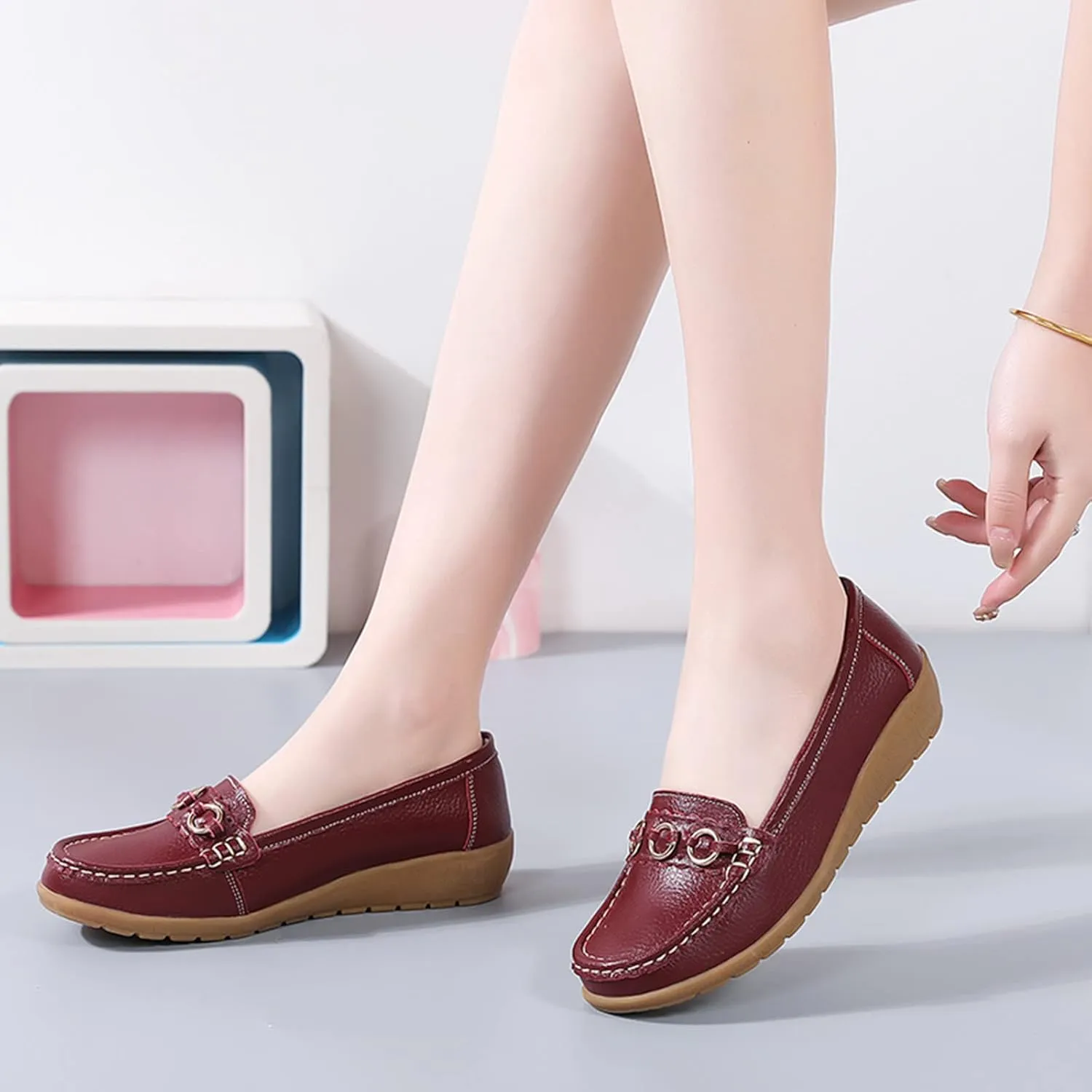 AMDBEL Loafers for Women 2024, Women's Loafers & Slip-ons Penny Comfort Shoes Dressy Office Work Slip on Leather Loafers
