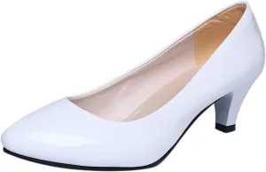 AMDBEL Pumps for Women Low Heel, Women's High Heels Ballet Flats Patent Leather Pointed Toe Stiletto Slip On Dress Pump Shoes