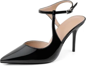 Ankle Strap Heels Womens Closed Pointed Toe Pumps Buckle Slingback Heel Comfortable Dress Kitten Heels Sandals for Office Wedding Party Size 6-10
