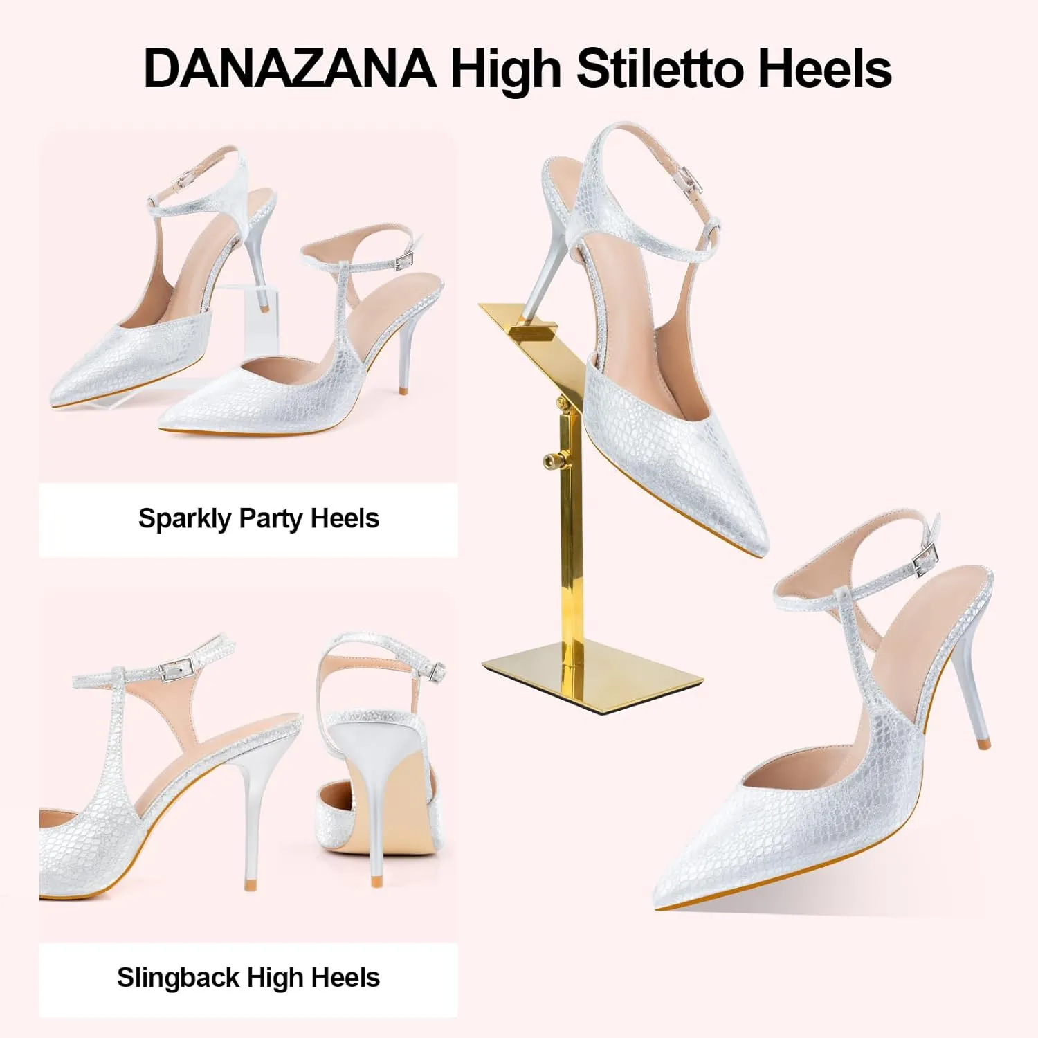 Ankle Strap Heels Womens Closed Pointed Toe Pumps Buckle Slingback Heel Comfortable Dress Kitten Heels Sandals for Office Wedding Party Size 6-10