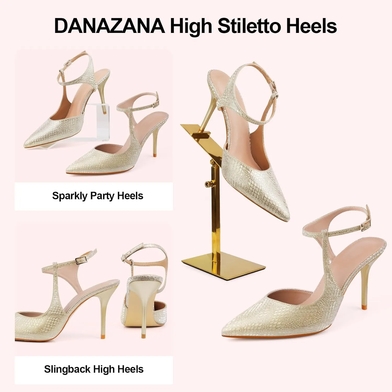 Ankle Strap Heels Womens Closed Pointed Toe Pumps Buckle Slingback Heel Comfortable Dress Kitten Heels Sandals for Office Wedding Party Size 6-10