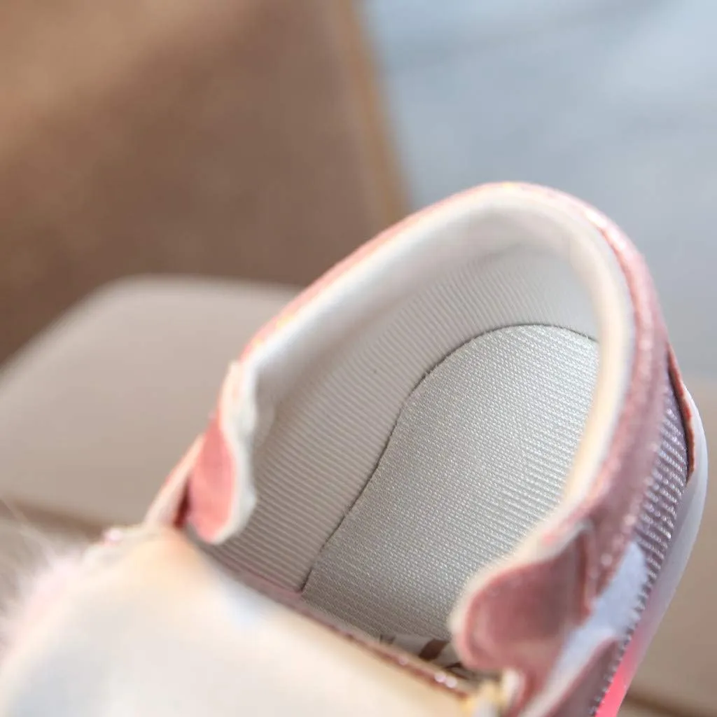 Baby Girls Boys Boots Led High Top First Walking Shoes Rabbit Ear Cotton 𝐋ining Luminous Light up Casual Shoes