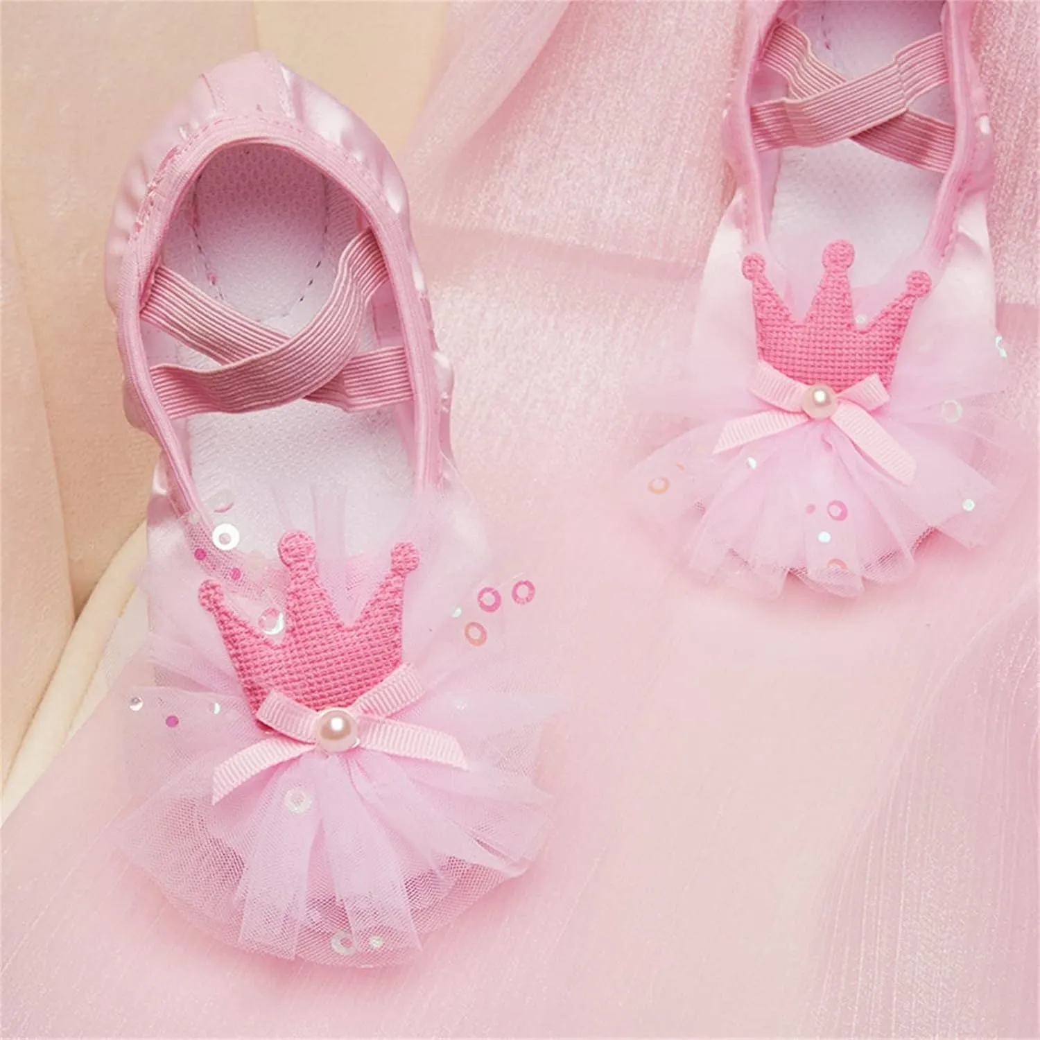 Ballet Shoes for Girls, Toddler Kids Satin Dance Practice Slippers Split Soft Princess Dress Shoes for Little Girls