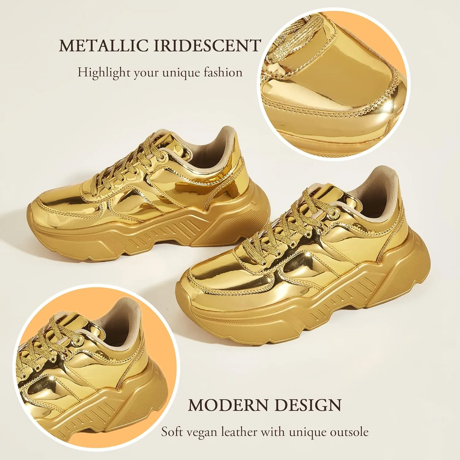 BELOS Women's Platform Chunky Sneakers Fashion Dad Sneakers Casual Lace Up Comfortable Lightweigt Walking Shoes