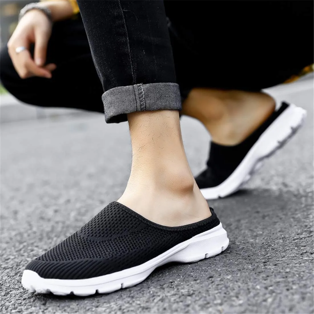 BIFINI Mens Slip On Mule Sneakers Breathable Indoor Outdoor Slippers