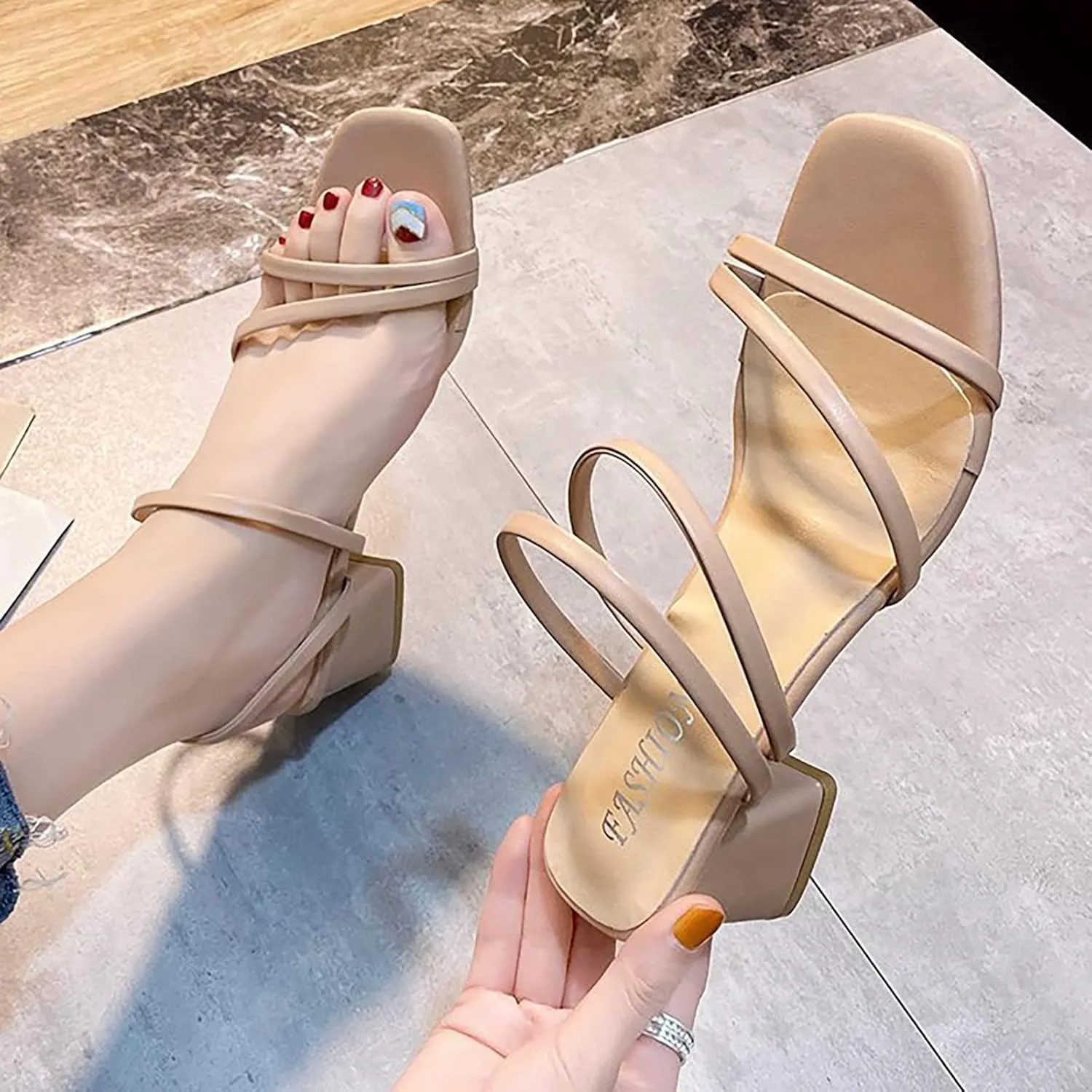 Block Heels for Women Square Open Toe Chunky Heels Ankle Strap Heeled Sandals Dress Party Prom Shoes Heels