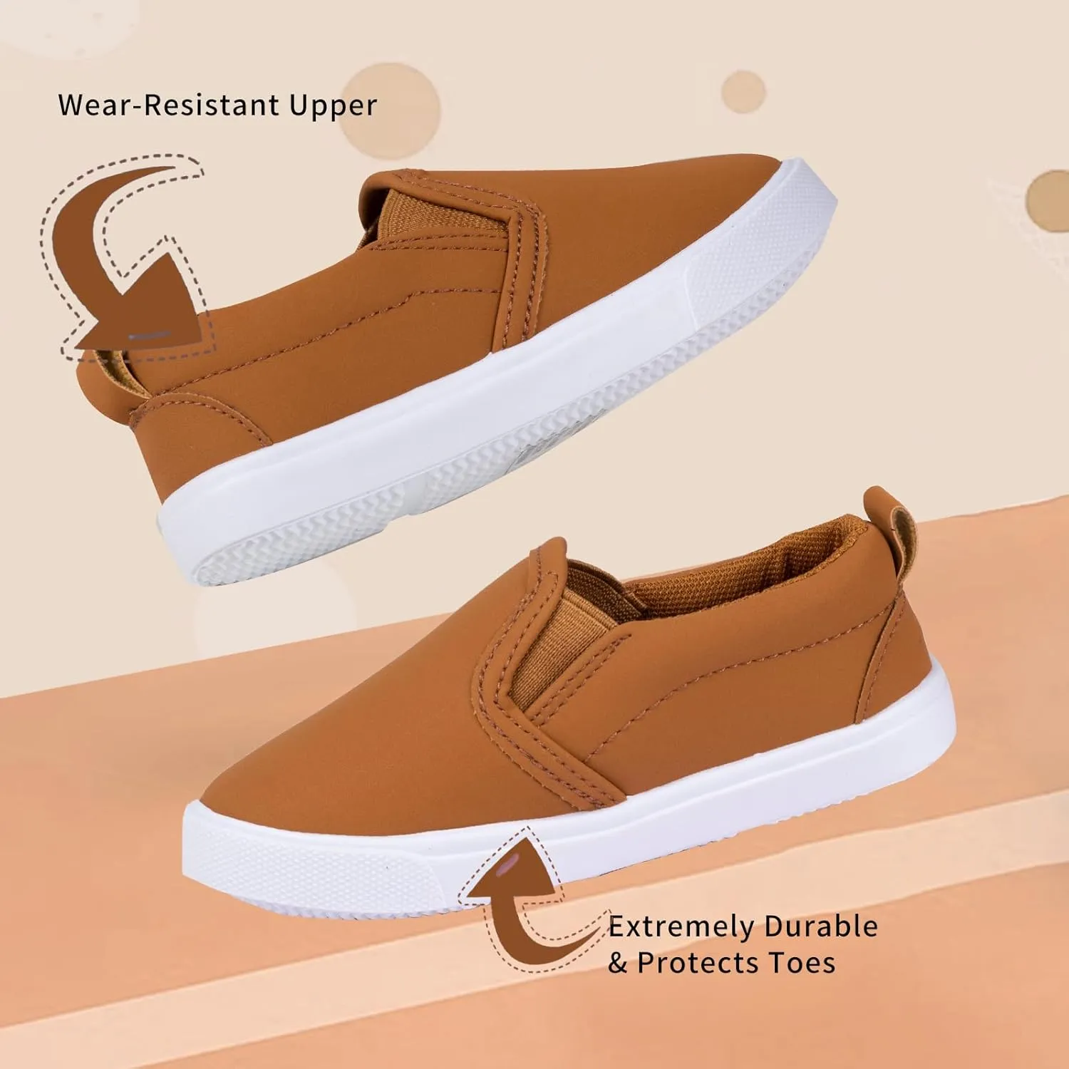 Boys Leather Slip on Sneakers Casual Leather