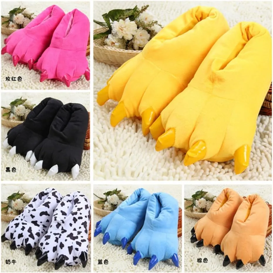 Cartoon animal claw shoes home warm shoes neutral soft plush home slippers claw shoes