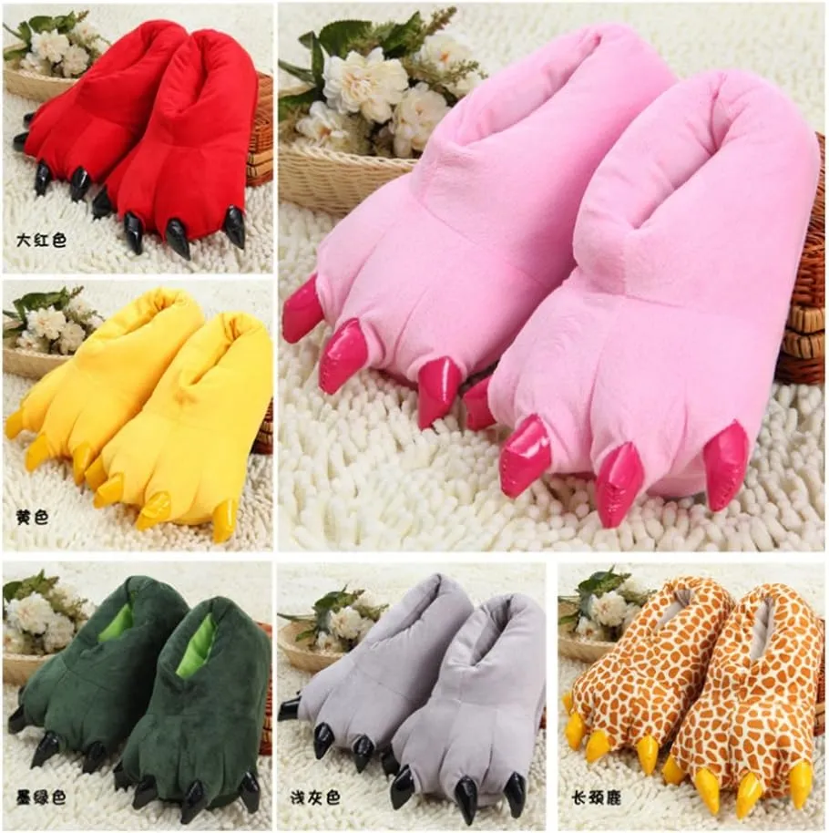 Cartoon animal claw shoes home warm shoes neutral soft plush home slippers claw shoes