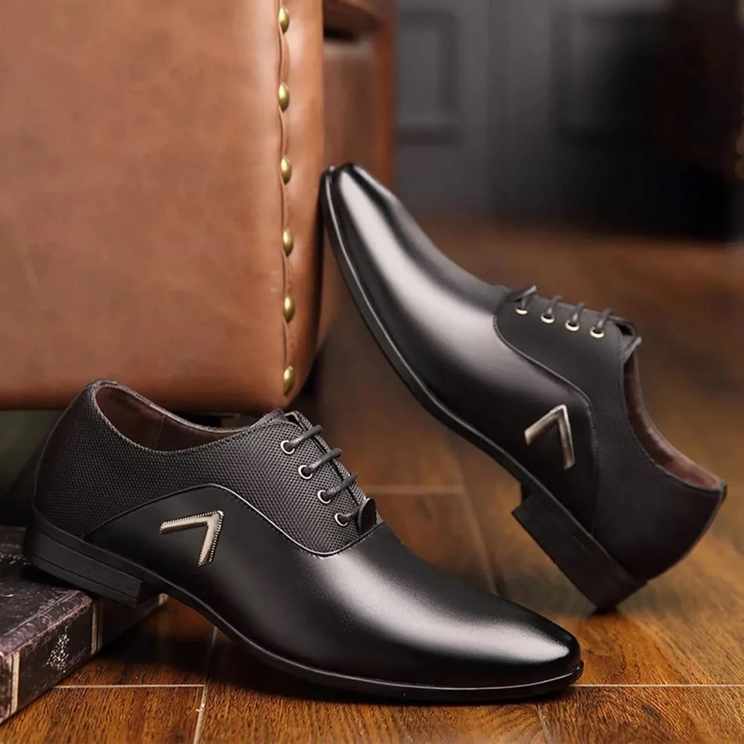 Casual Plain Toe Oxfords Men Classic Retro Oxfords Non Slip Low Heel Dress Derby Shoes Men Business Formal Shoes Matte Leather Dress Shoe Comfortable Work Office Shoe Elegant Suit Footwear