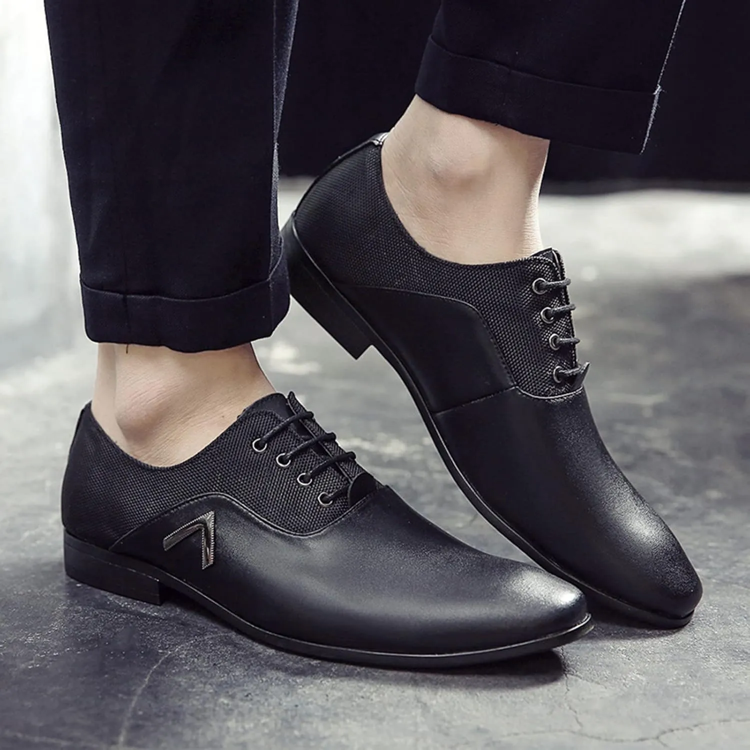 Casual Plain Toe Oxfords Men Classic Retro Oxfords Non Slip Low Heel Dress Derby Shoes Men Business Formal Shoes Matte Leather Dress Shoe Comfortable Work Office Shoe Elegant Suit Footwear