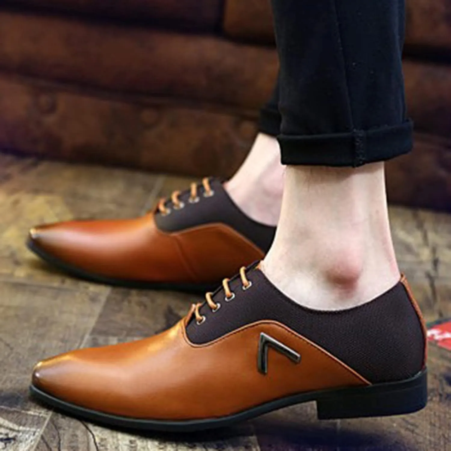Casual Plain Toe Oxfords Men Classic Retro Oxfords Non Slip Low Heel Dress Derby Shoes Men Business Formal Shoes Matte Leather Dress Shoe Comfortable Work Office Shoe Elegant Suit Footwear